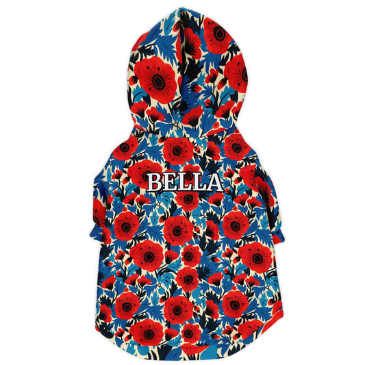 Custom Name Fashion Dog Zip-Up Hoodie - Floral