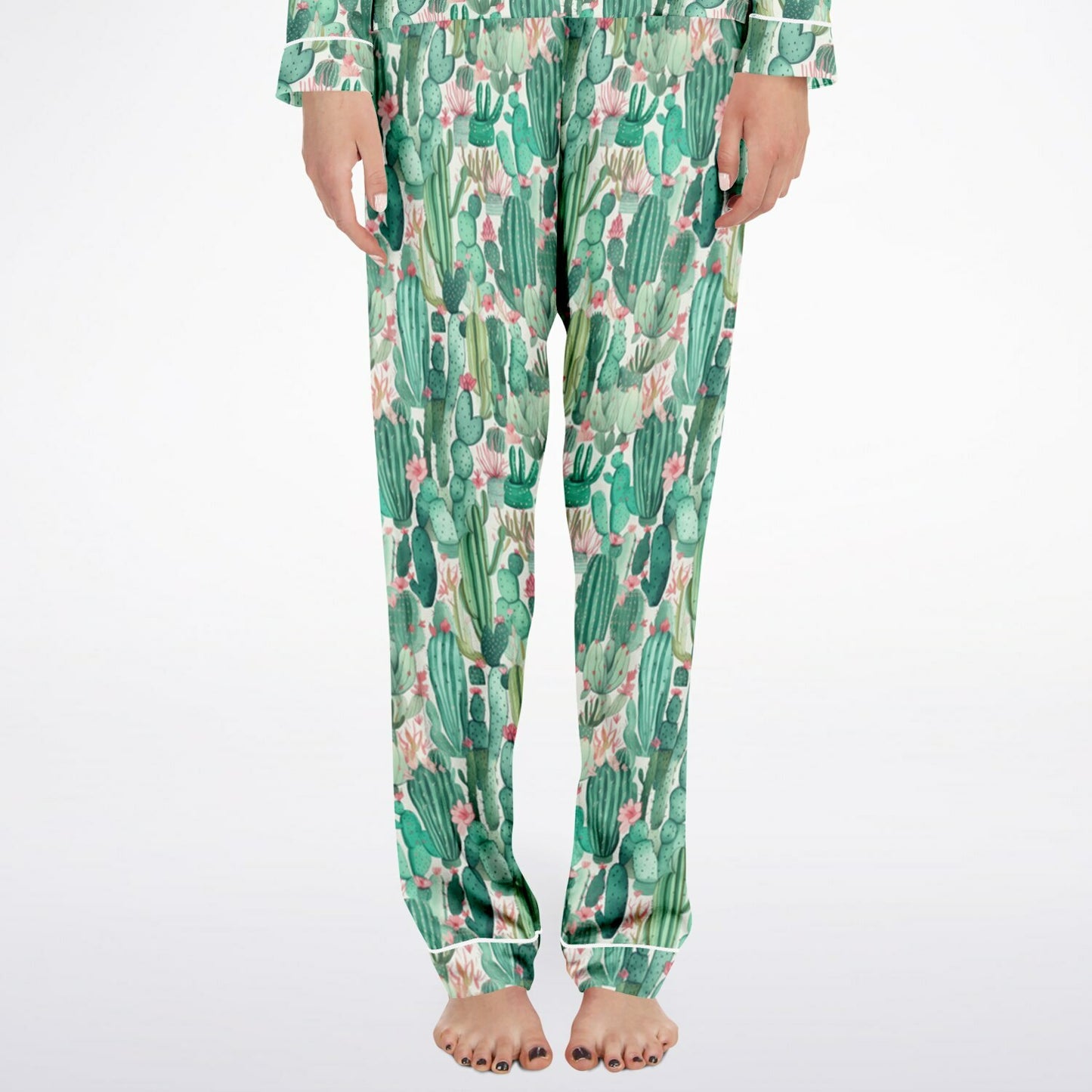 Women's Satin Set Pajamas - Plants