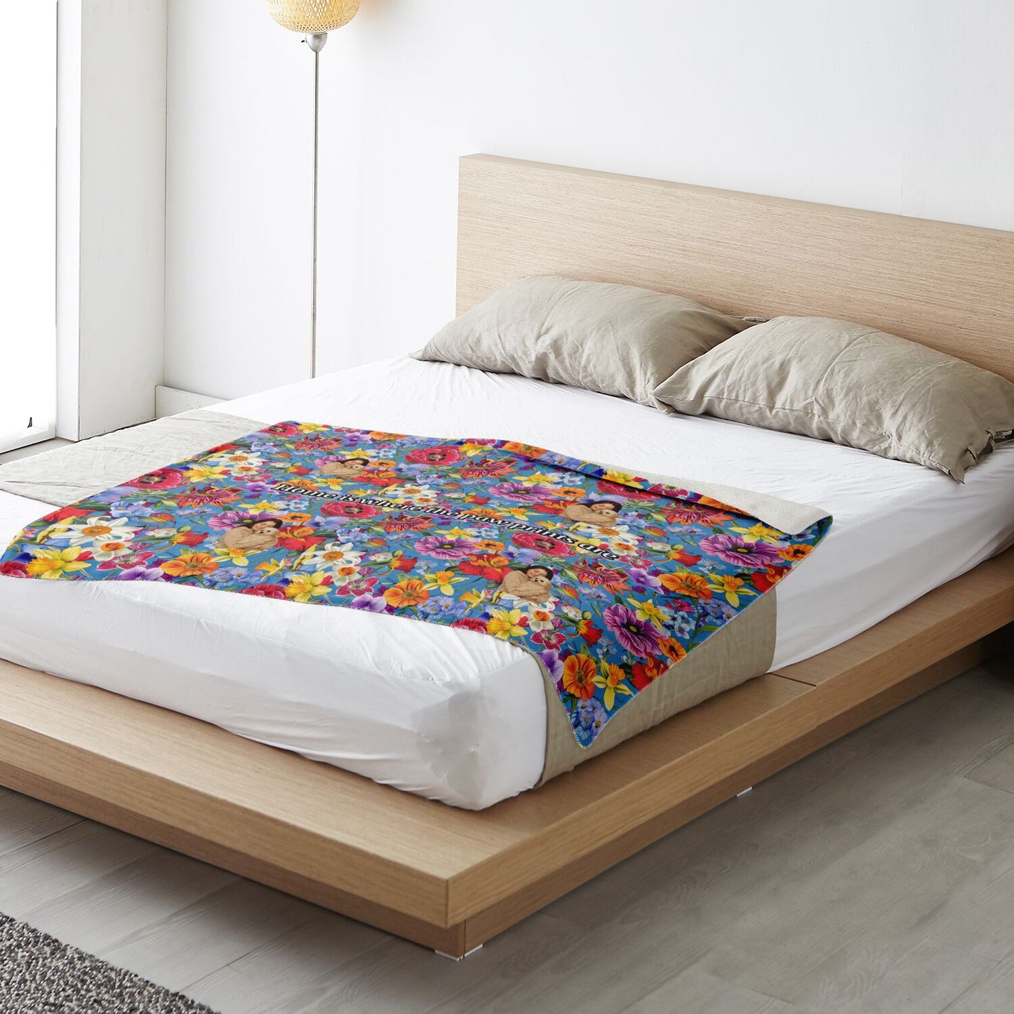 Custom Text / Photo Premium Microfleece Blanket - All Over Print - Flower