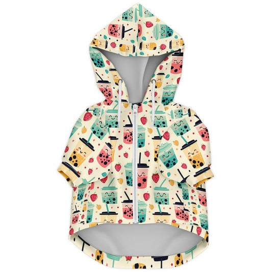 Custom NAME / TEXT Fashion Dog Zip-Up Hoodie - All Over Print - Boba