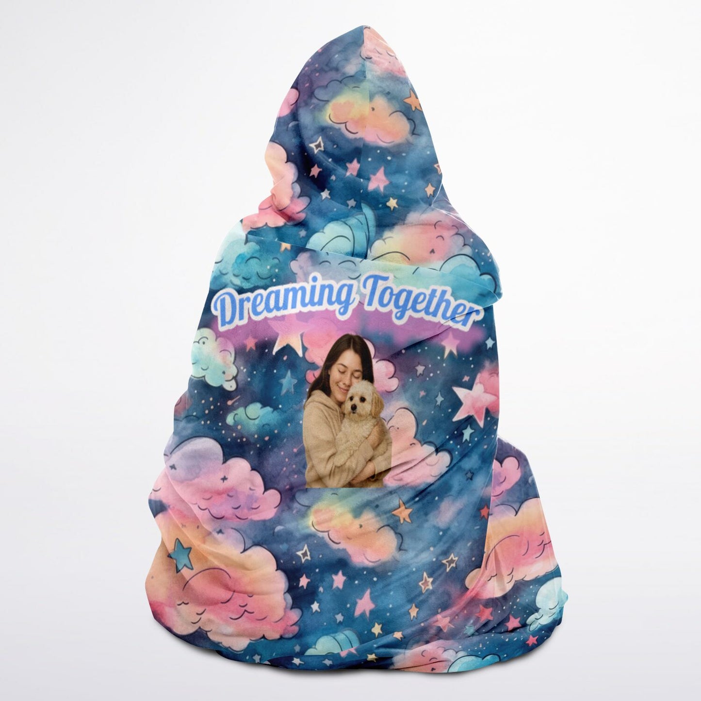 Custom NAME and Photo Hooded Blanket Sherpa - All Over Print