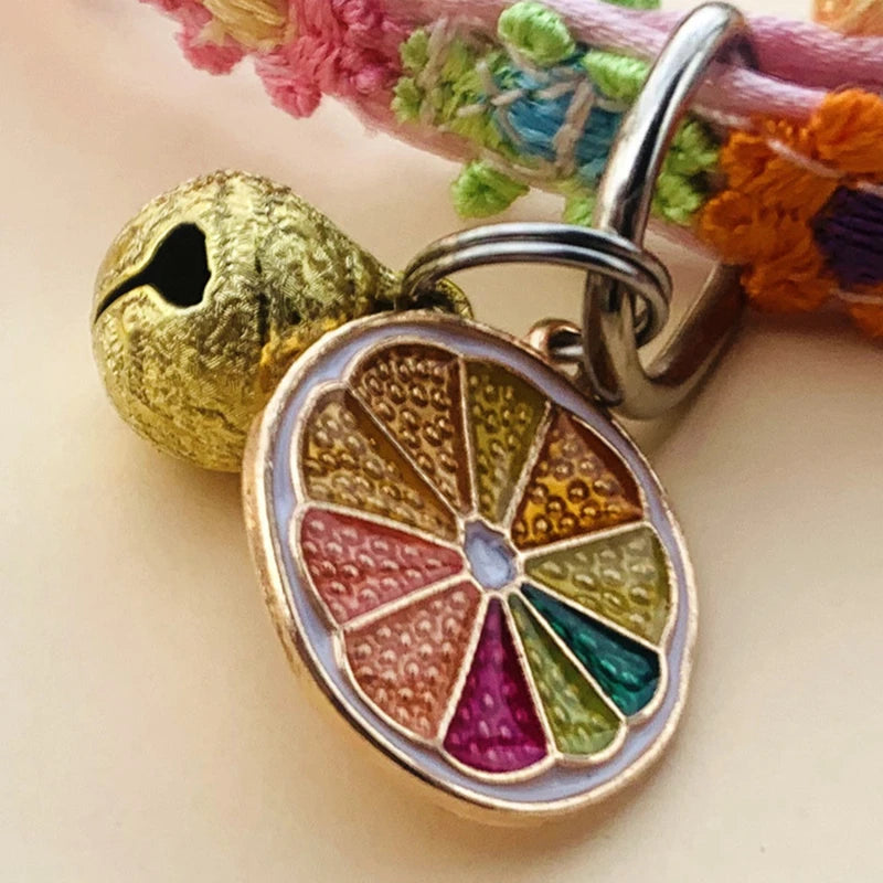 Blossom Charm Floral Pet Collar - Orange Fruit Charm