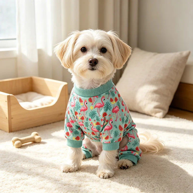 Tropical Flamingo Pet Pajamas – Cyan
