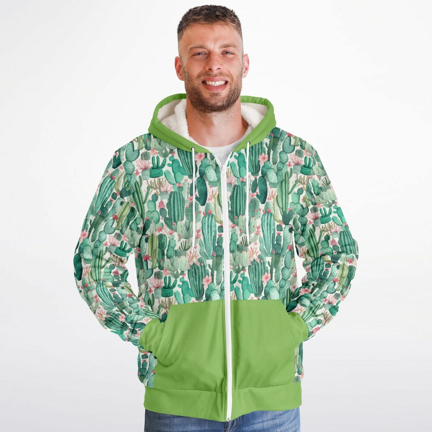 Microfleece Zip Human Hoodie - Plants