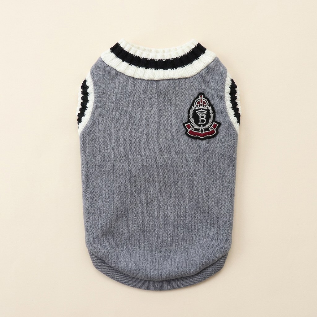 Grey Preppy Pet Vest back view