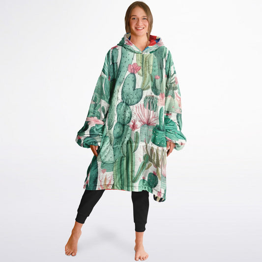 Reversible Snug Hoodie - Plants and Red Flower