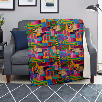Custom Text / Photo Premium Microfleece Blanket - All over Print - Geometric