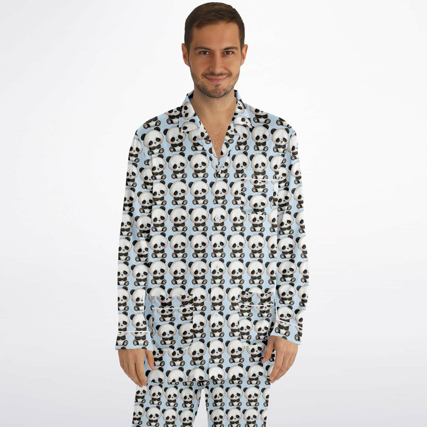 Men's Satin Set Pajamas - Panda