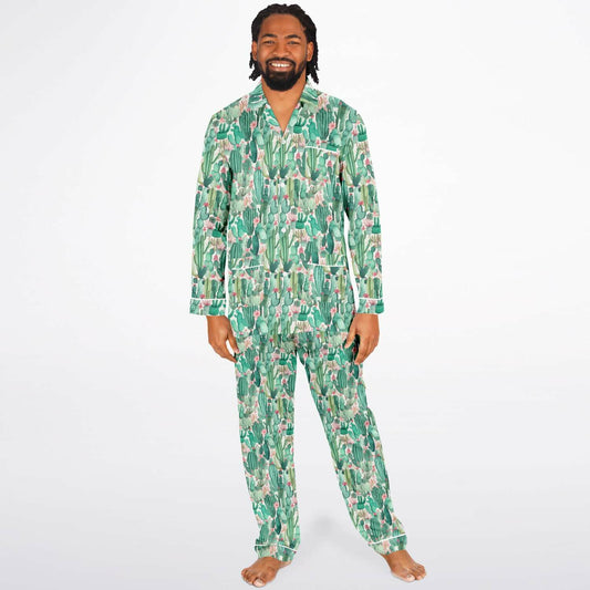 Men's Satin Set Pajamas - Plants