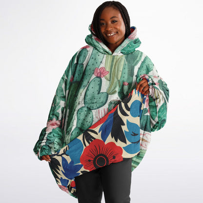 Reversible Snug Hoodie - Plants and Red Flower