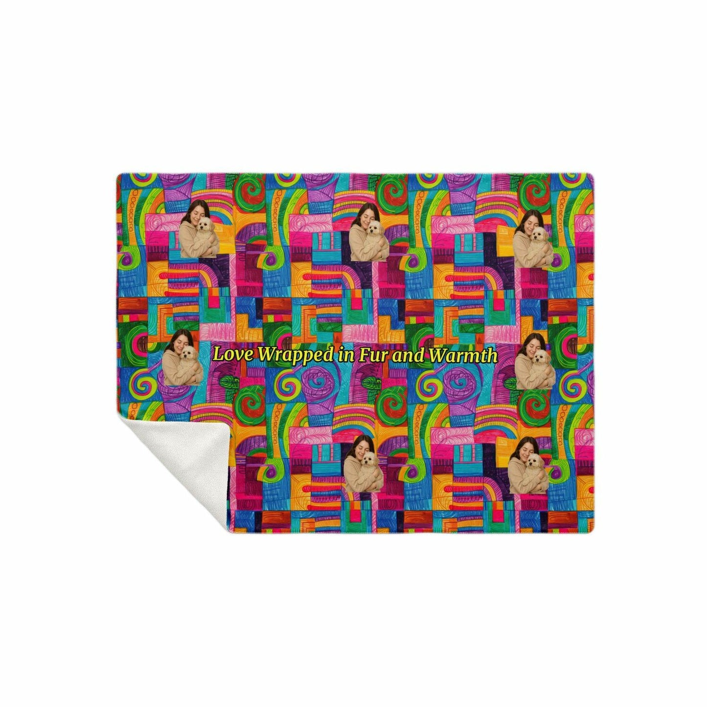 Custom Text / Photo Premium Microfleece Blanket - All over Print - Geometric