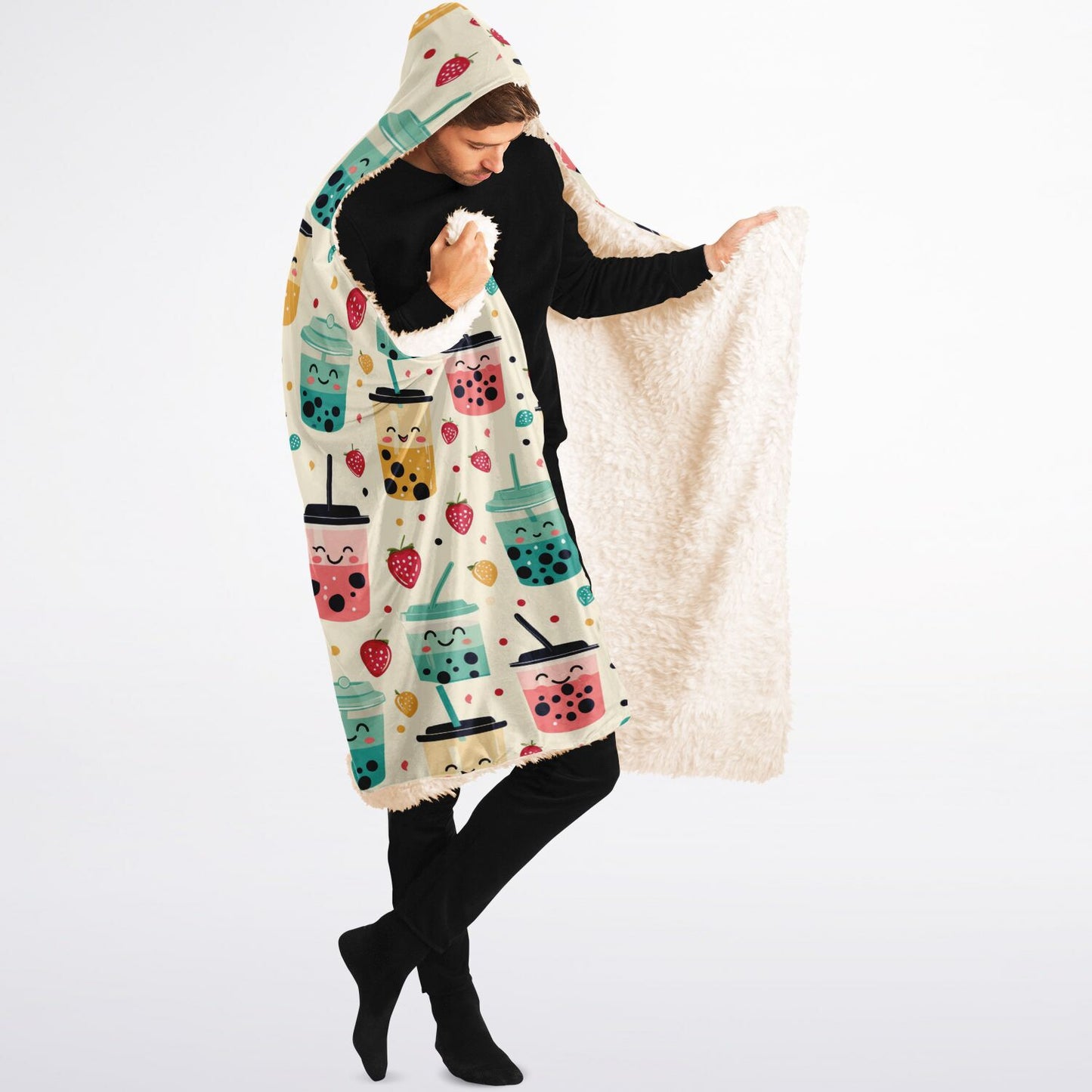 Custom NAME / TEXT Hooded Blanket Sherpa - All Over Print - Boba