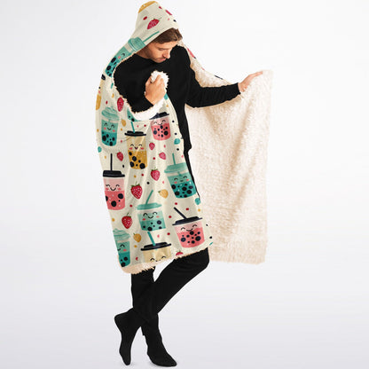 Custom NAME / TEXT Hooded Blanket Sherpa - All Over Print - Boba