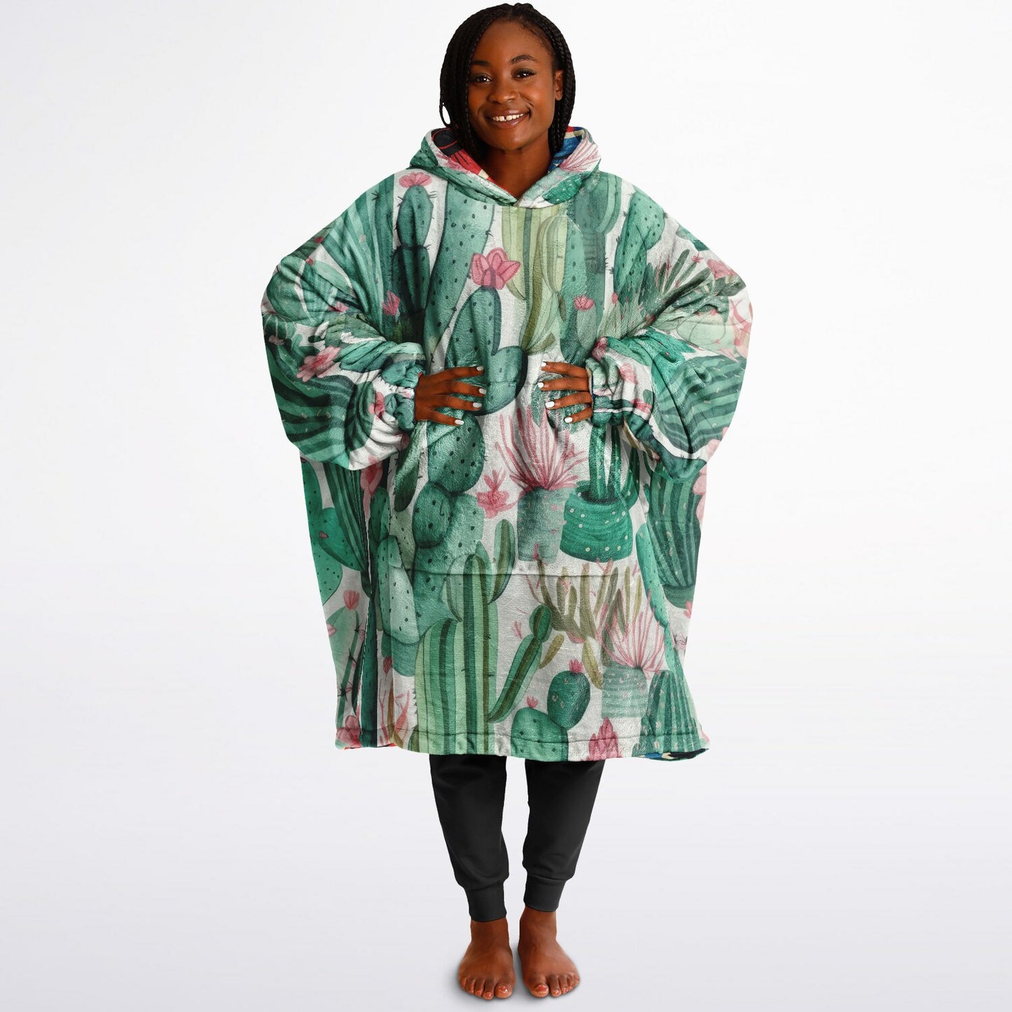 Reversible Snug Hoodie - Plants and Red Flower