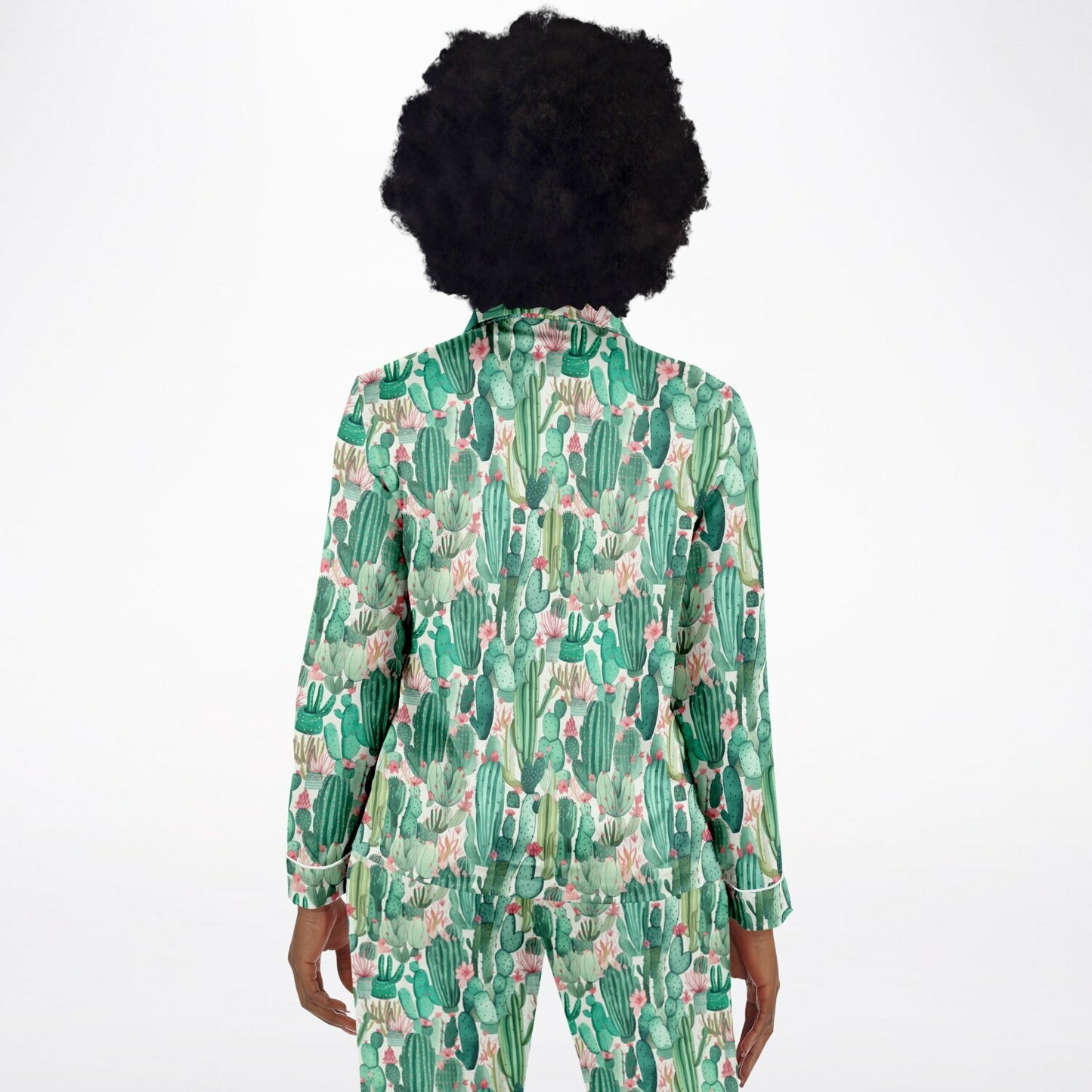 Women's Satin Set Pajamas - Plants