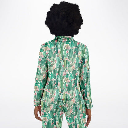 Women's Satin Set Pajamas - Plants
