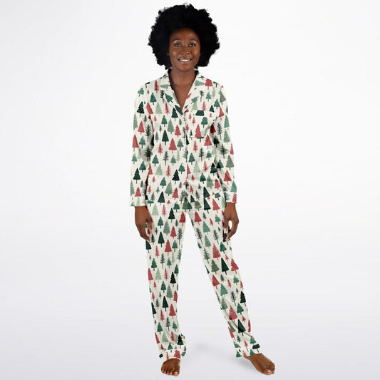 Women's Satin Set Pajamas -Christmas Tree