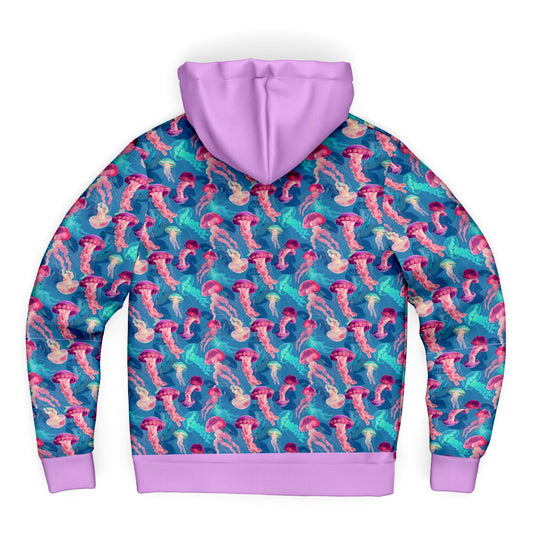 Microfleece Zip Human Hoodie - Pink Ocean