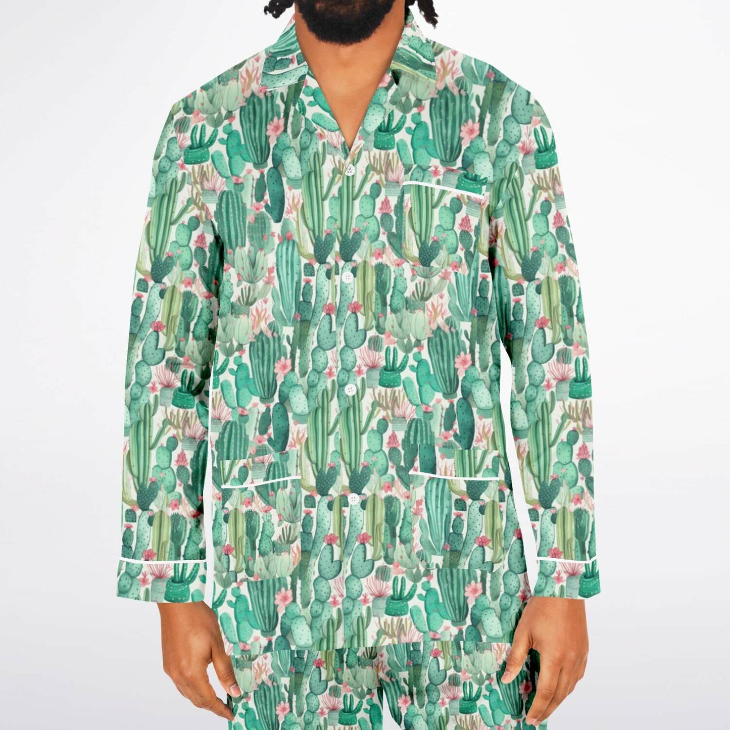 Men's Satin Set Pajamas - Plants