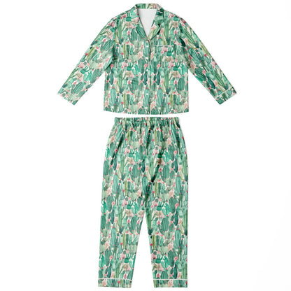 Women's Satin Set Pajamas - Plants