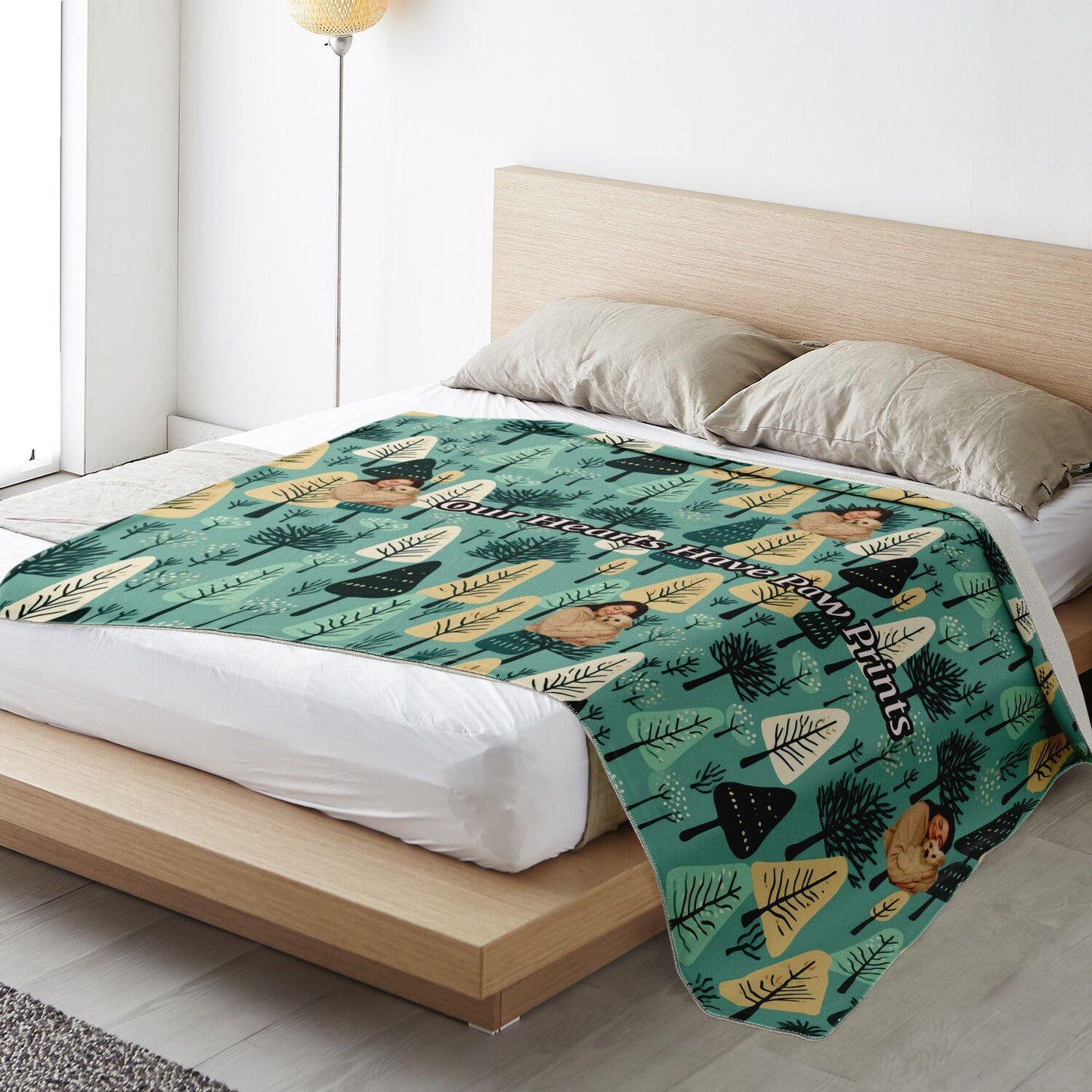 Custom Text / Photo Premium Microfleece Blanket - All Over Print - Trees