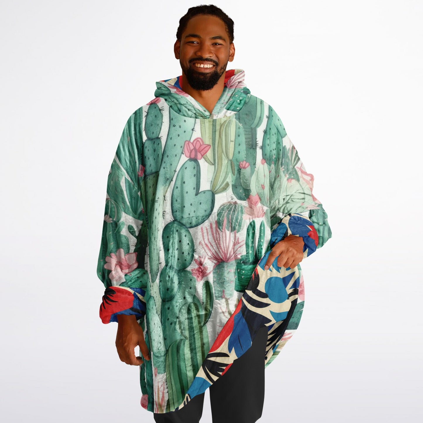 Reversible Snug Hoodie - Plants and Red Flower