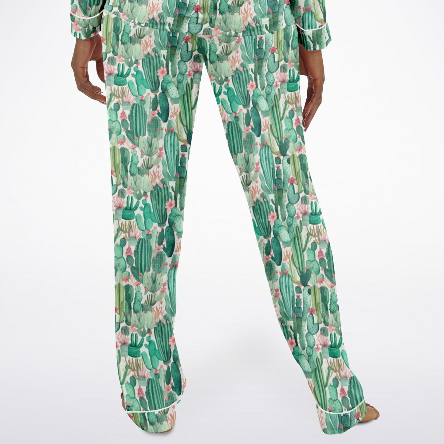 Women's Satin Set Pajamas - Plants