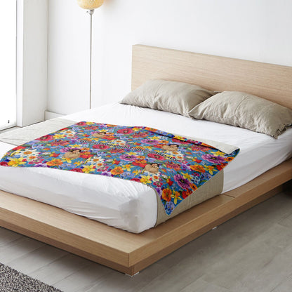 Custom Text / Photo Premium Microfleece Blanket - All Over Print - Flower