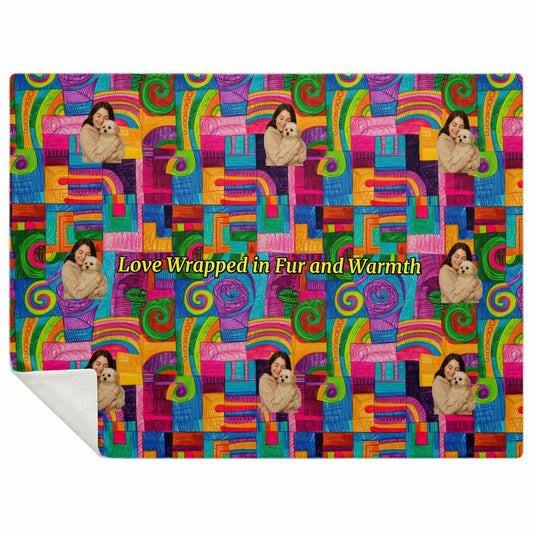 Custom Text / Photo Premium Microfleece Blanket - All over Print - Geometric