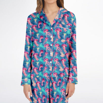 Women's Satin Set Pajamas - Ocean