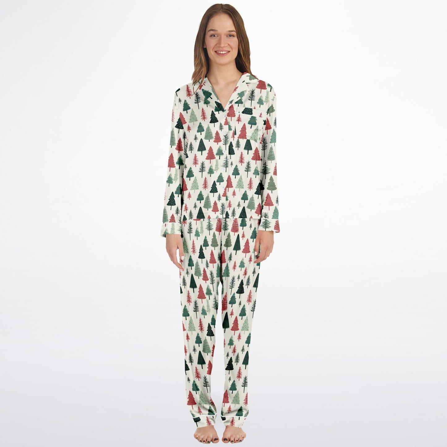 Women's Satin Set Pajamas -Christmas Tree