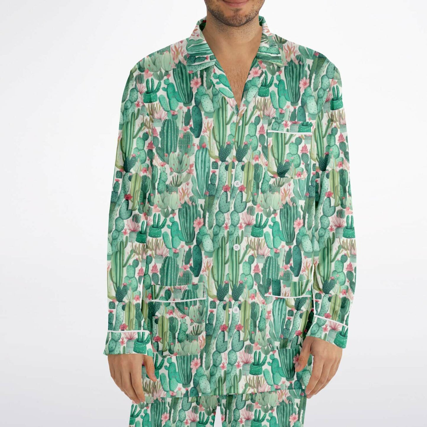 Men's Satin Set Pajamas - Plants