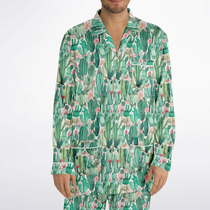 Men's Satin Set Pajamas - Plants