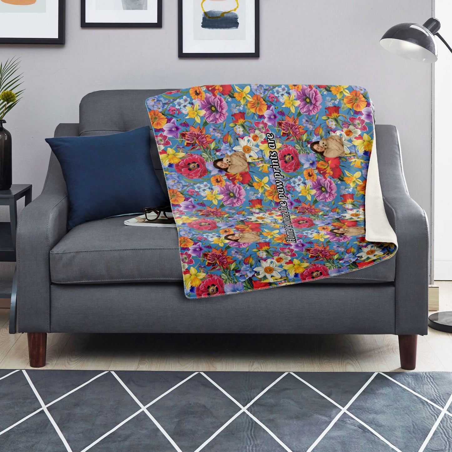 Custom Text / Photo Premium Microfleece Blanket - All Over Print - Flower
