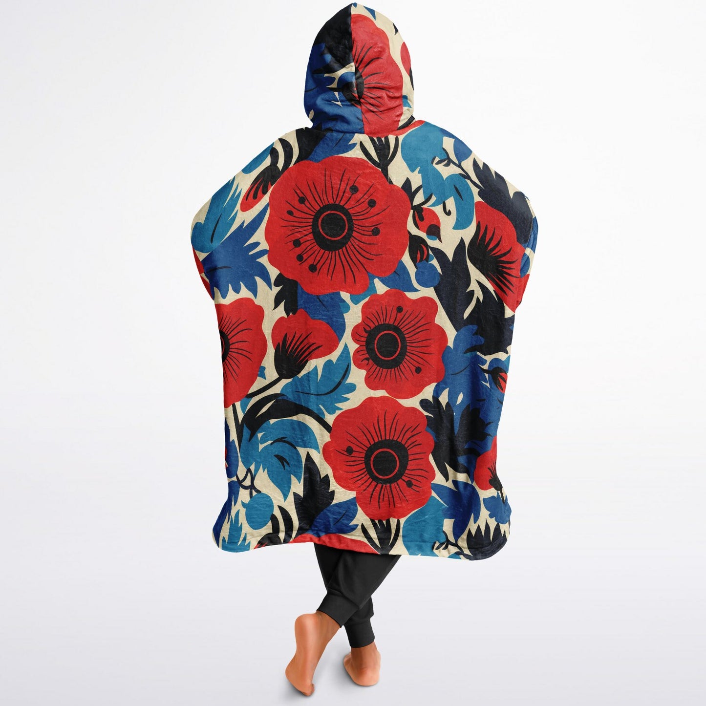 Reversible Snug Hoodie - Plants and Red Flower
