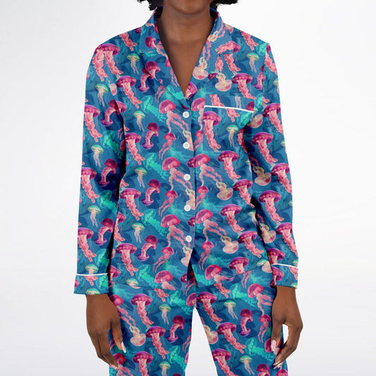 Women's Satin Set Pajamas - Ocean