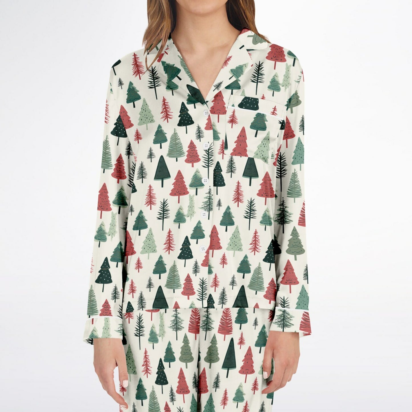 Women's Satin Set Pajamas -Christmas Tree