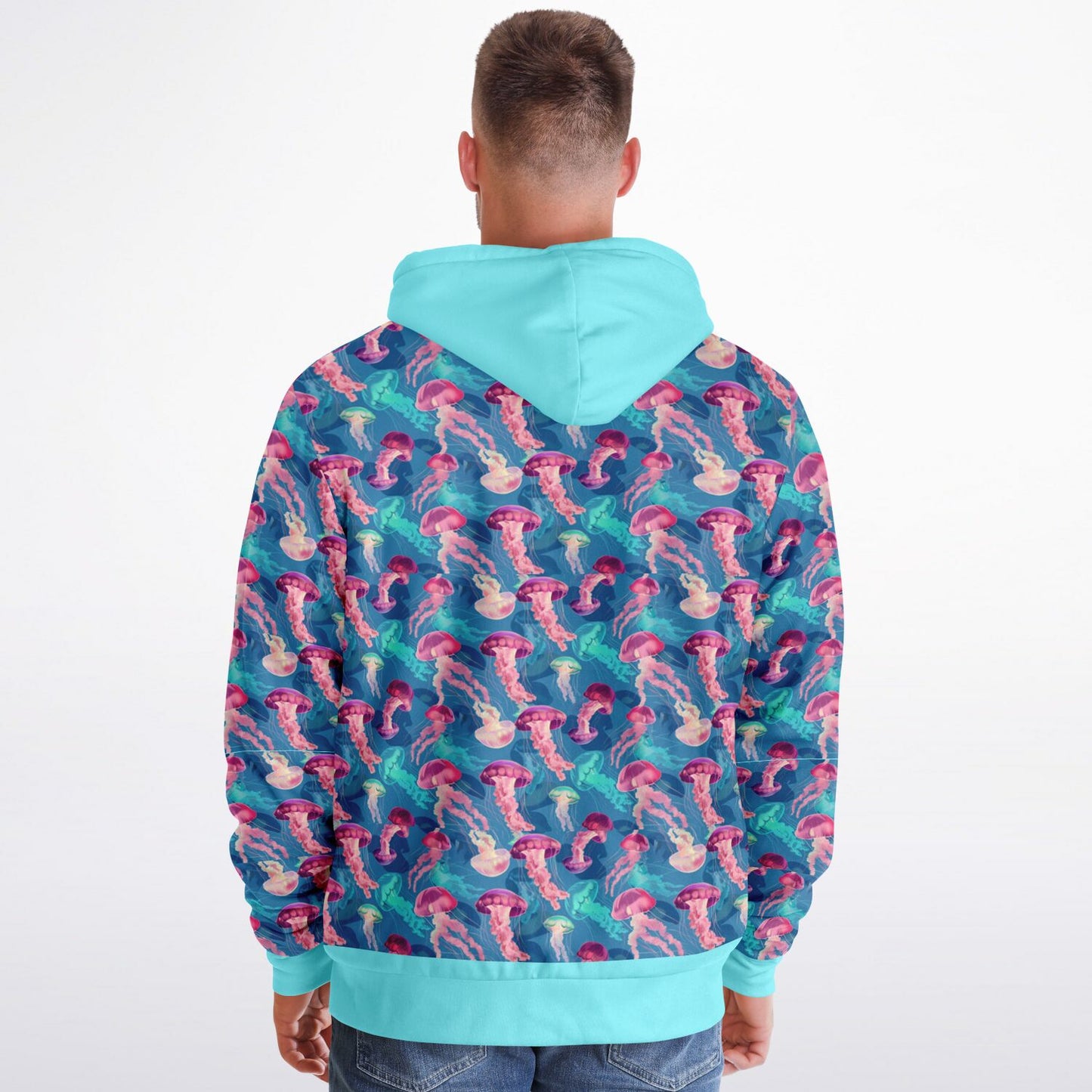 Microfleece Zip Human Hoodie - Skyblue