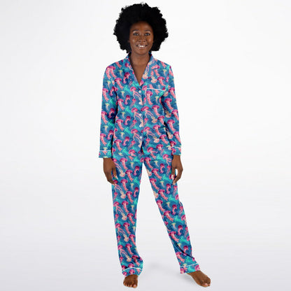 Women's Satin Set Pajamas - Ocean