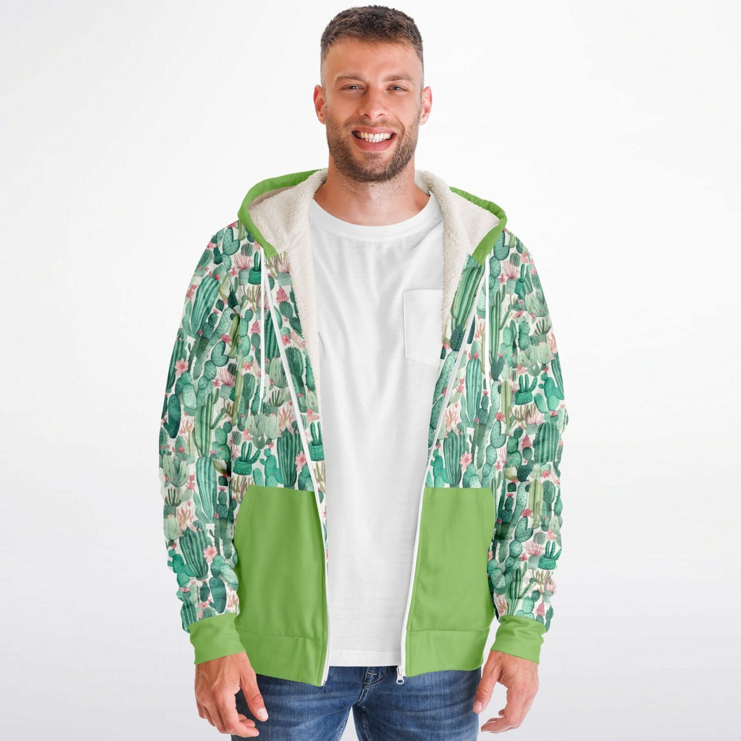 Microfleece Zip Human Hoodie - Plants