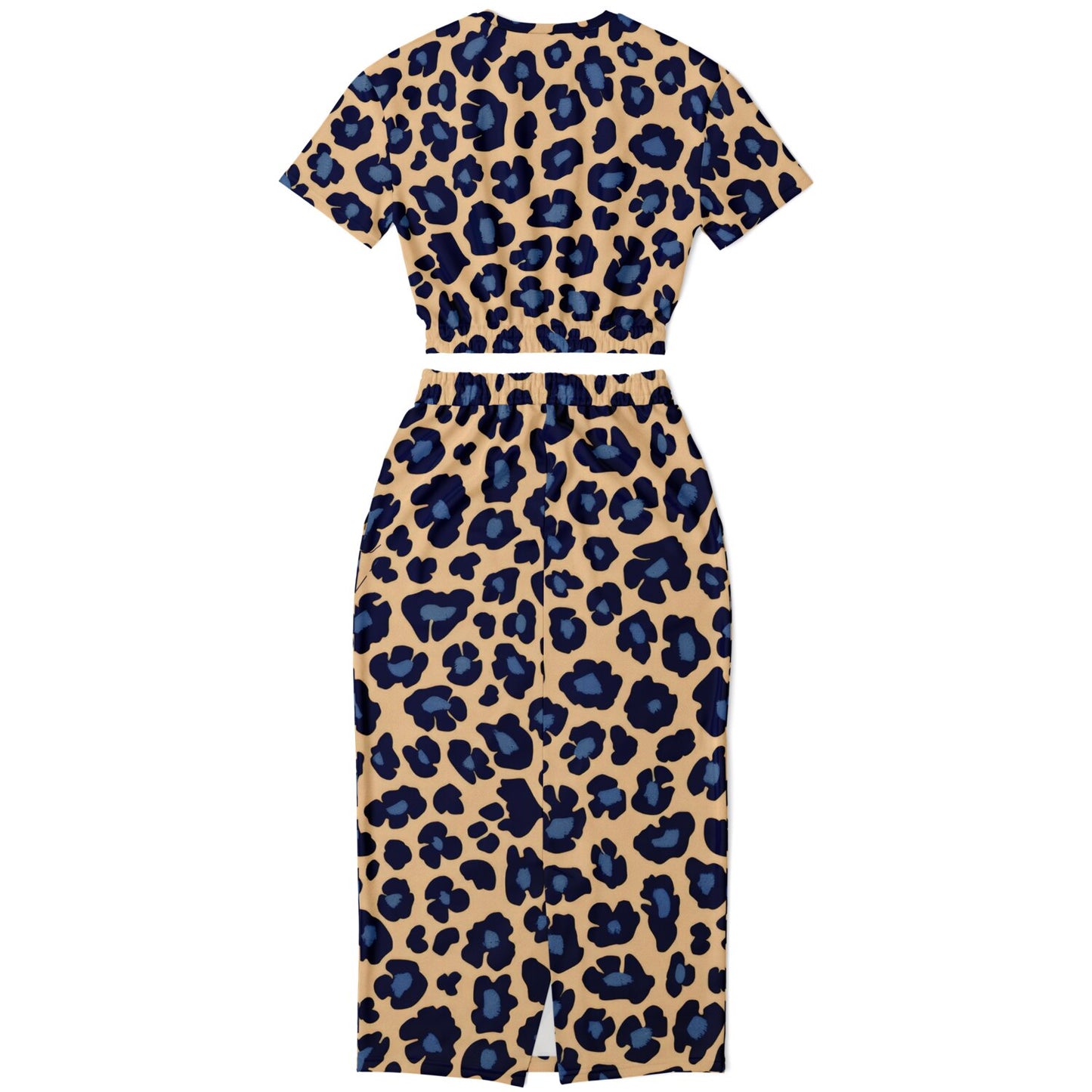 Fashion Cropped Short Sleeve Sweatshirt and Long Pocket Skirt Set – AOP