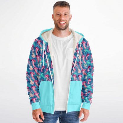 Microfleece Zip Human Hoodie - Skyblue