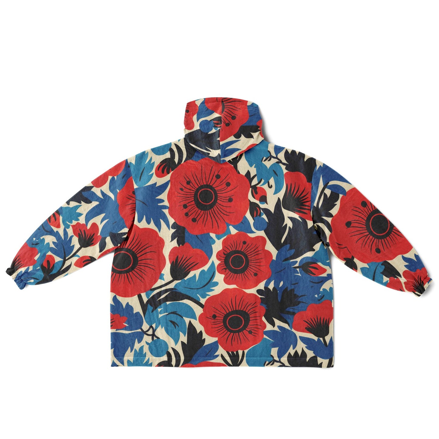 Reversible Snug Hoodie - Plants and Red Flower