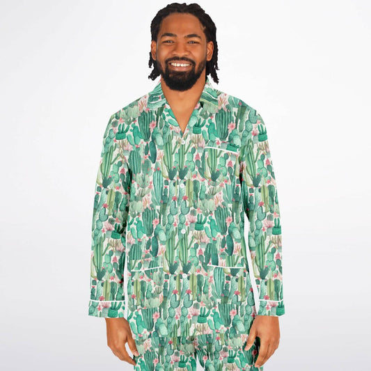 Men's Satin Set Pajamas - Plants