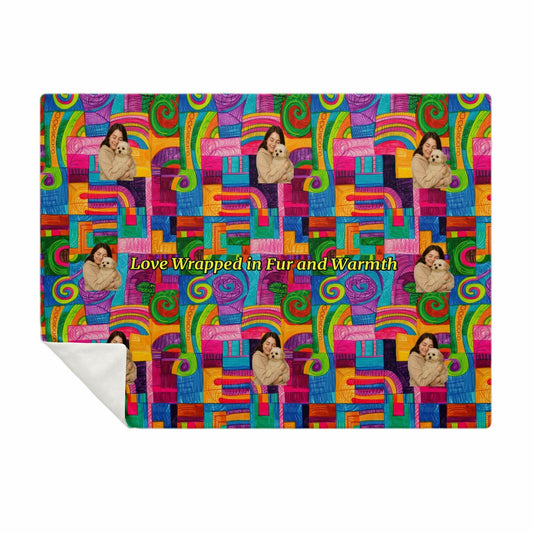 Custom Text / Photo Premium Microfleece Blanket - All over Print - Geometric