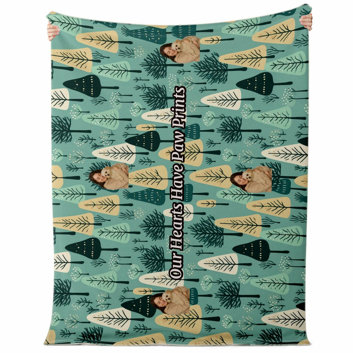 Custom Text / Photo Premium Microfleece Blanket - All Over Print - Trees