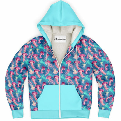 Microfleece Zip Human Hoodie - Skyblue