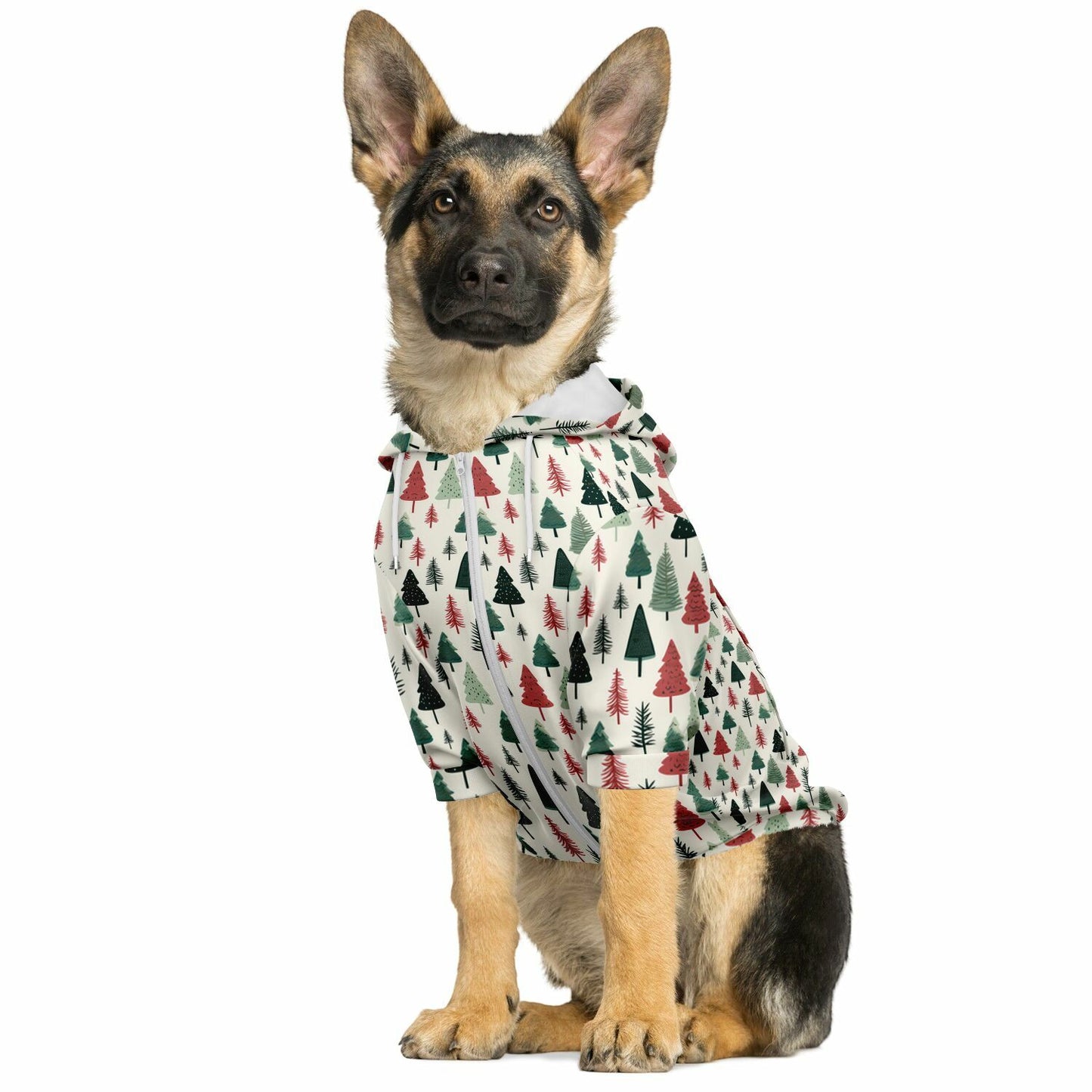Athletic Dog Zip-Up Hoodie - Christmas Tree