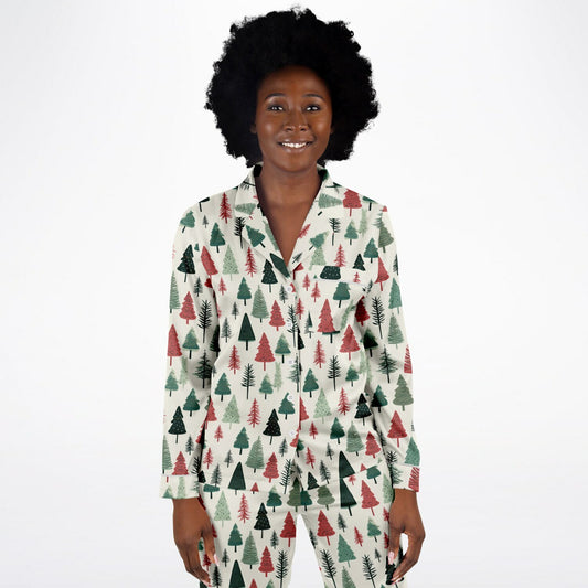 Women's Satin Set Pajamas -Christmas Tree