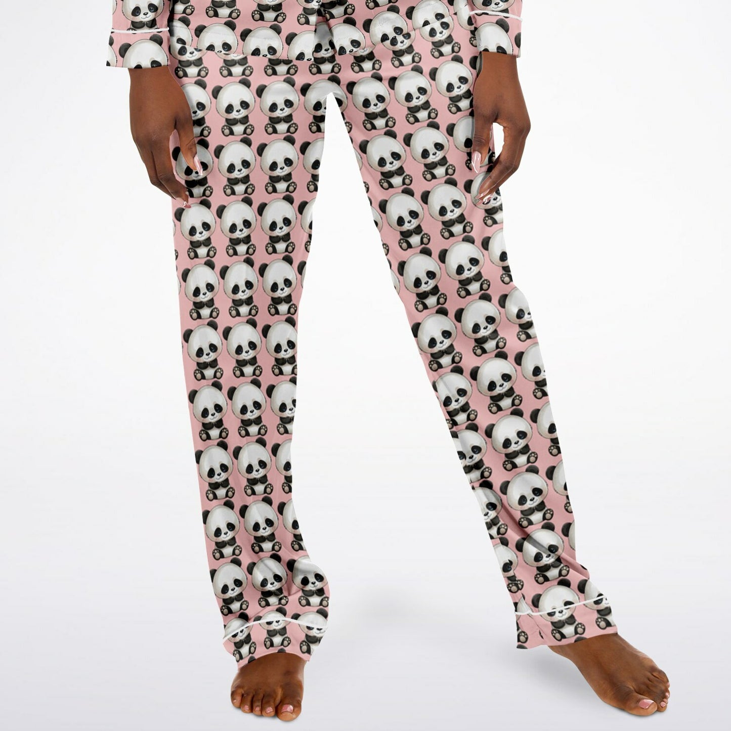 Women's Satin Set Pajamas - Panda Fur Real Tired